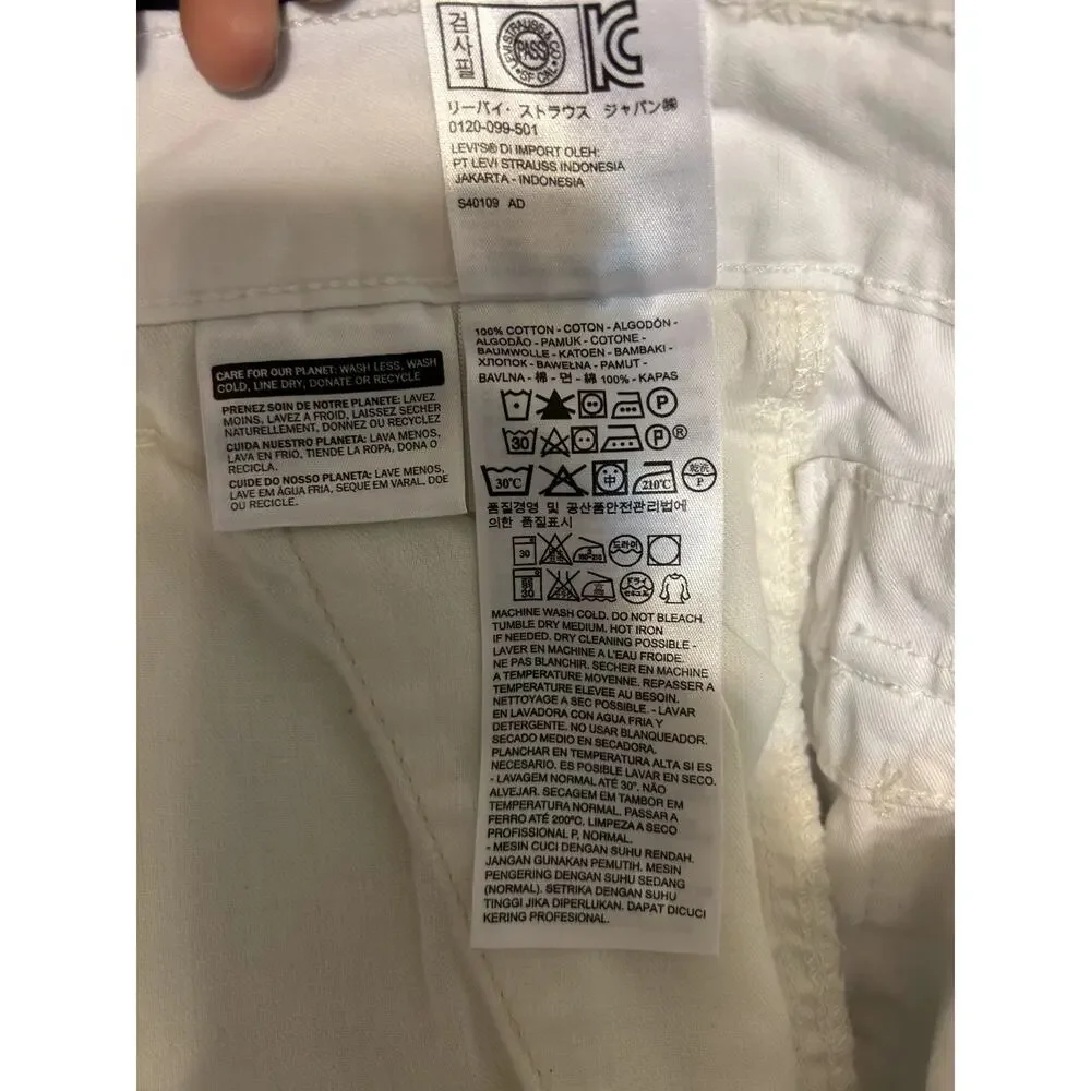 Levi's Squad Cargo Shorts Men's 30 White Utility Pockets Waist Belted Streetwear